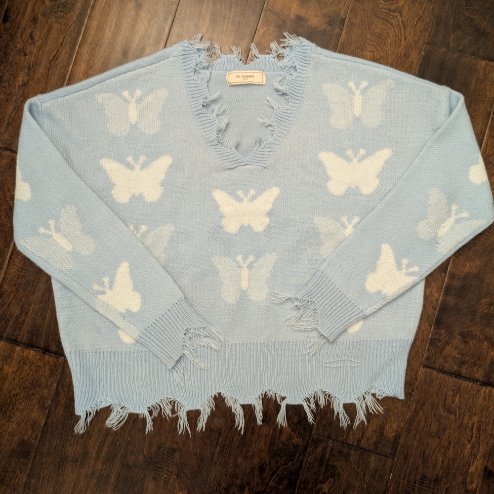 Light Blue Butterfly Sweater